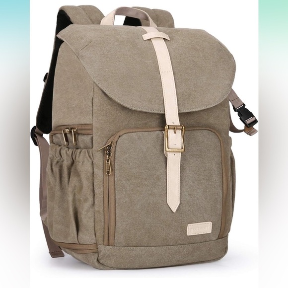 BAGSMART Other - BAGSMART Camera Backpack DSLR Travel Laptop 15” Olive Canvas Photography Bag
